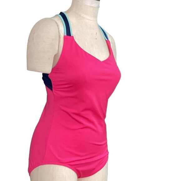 Lands' End One-Piece Swimsuit Sz 10 Pink/Black/Multicolor #60Z - Picture 3 of 6